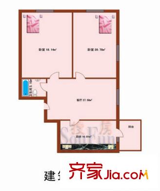裕興園小區(qū)戶(hù)型圖戶(hù)型F 3室1廳1衛(wèi)1廚