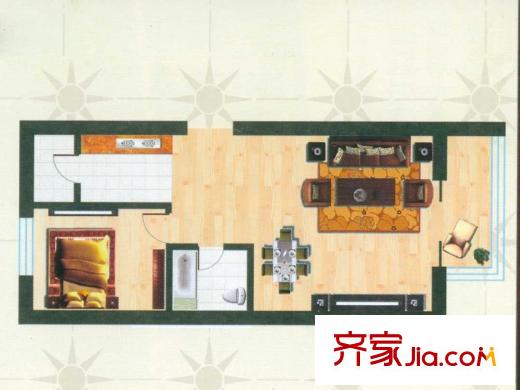 盛世財富公館戶型圖A4戶型  1室1廳1衛(wèi)1廚