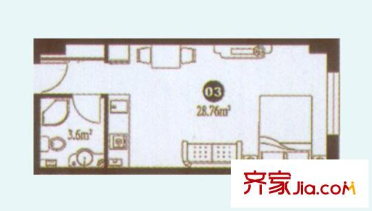 曼哈頓國際戶型圖戶型一 1室1廳1衛(wèi)1廚