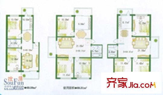 美麗人家戶型圖戶型圖 3室2廳1衛(wèi)1廚
