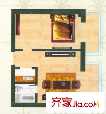 盛世財富公館戶型圖A1戶型  1室1廳1衛(wèi)1廚