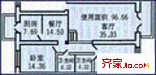 隆大商住戶型圖2室2廳2衛(wèi)1廚