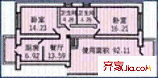 隆大商住戶型圖2室2廳2衛(wèi)1廚