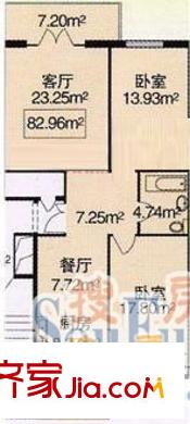 金洋馨園戶型圖戶型圖 2室1廳1衛(wèi)1廚