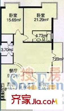 金洋馨園戶型圖戶型圖 3室1廳1衛(wèi)1廚