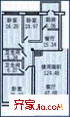 隆大商住戶型圖3室2廳2衛(wèi)1廚