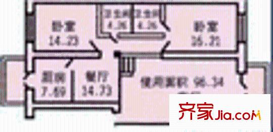 隆大商住戶型圖2室2廳2衛(wèi)1廚