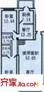 隆大商住戶型圖2室2廳2衛(wèi)1廚