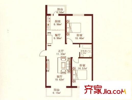 江城之珠戶(hù)型圖05戶(hù)型圖 2室1廳1衛(wèi)1廚