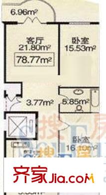 金洋馨園戶型圖2室1廳1衛(wèi)1廚