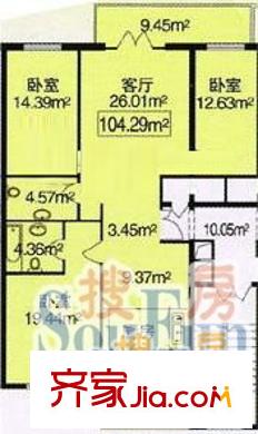 金洋馨園戶型圖戶型圖 3室1廳1衛(wèi)1廚