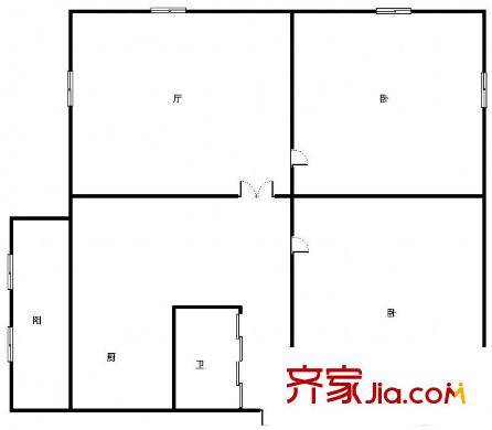 和平二道街100號小區(qū)2室 戶型圖