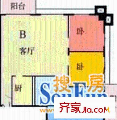 花圃高級公寓戶型圖3室1廳1衛(wèi)1廚