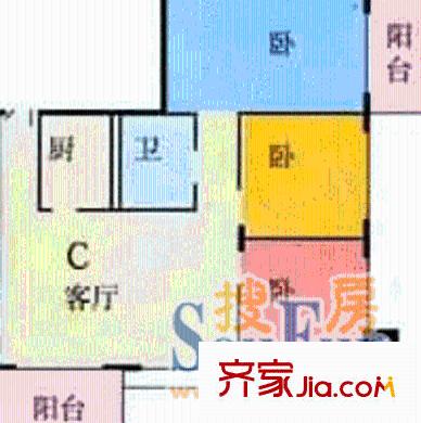 花圃高級公寓戶型圖3室1廳1衛(wèi)1廚
