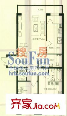 頤園府邸戶型圖2室1廳2衛(wèi)1廚