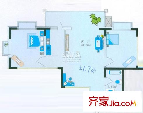 文苑小區(qū)戶型圖戶型圖 2室1廳1衛(wèi)1廚