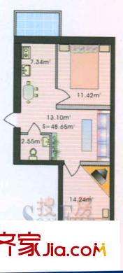 明園麗景戶型圖2室1廳1衛(wèi)1廚