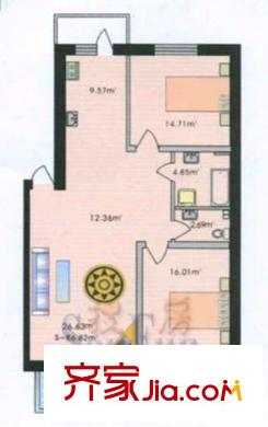 明園麗景戶型圖2室1廳2衛(wèi)1廚