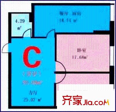 龍江大廈戶型圖2室1廳1衛(wèi)1廚