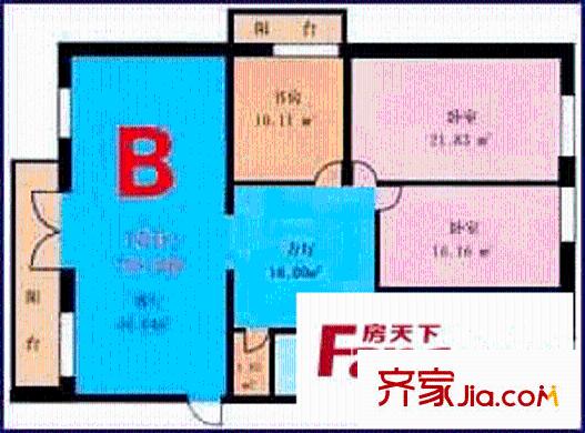 龍江大廈戶型圖3室2廳1衛(wèi)1廚