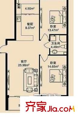 泰和軒?上峰2室1廳1衛(wèi)1廚