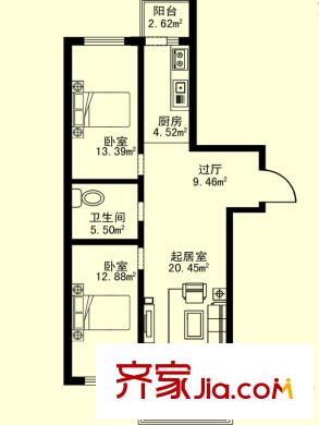 金泰藍郡三期2室2廳1衛(wèi)1廚