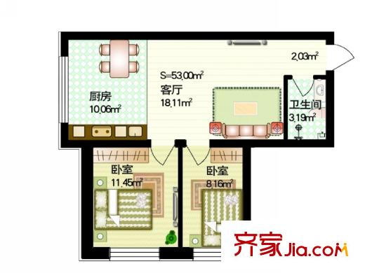 紅星家園戶(hù)型圖一號(hào)樓戶(hù)型 2室1廳1衛(wèi)1廚