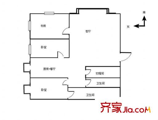 交通科研所家屬樓 3室 戶型圖