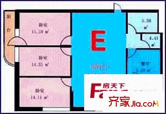 龍江大廈戶型圖3室2廳2衛(wèi)1廚