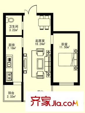 金泰藍(lán)郡三期1室2廳1衛(wèi)1廚