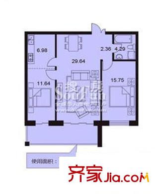 鋒華城戶型圖兩室兩廳70.66平方米- 2室2廳1衛(wèi)1廚
