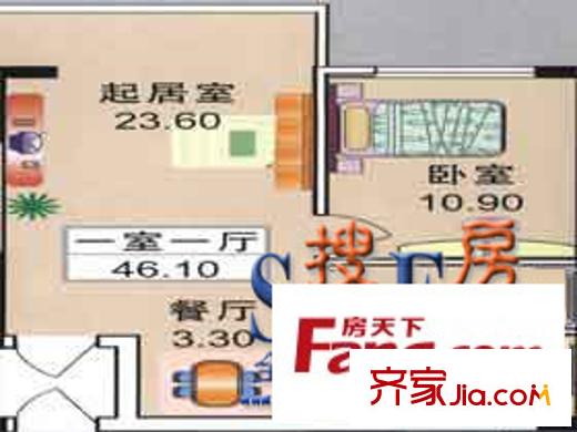 金安桃源城市戶型圖戶型圖 1室1廳1衛(wèi)1廚