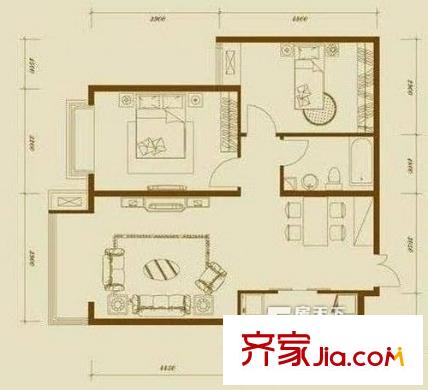 禧年中心戶型圖戶型圖 2室2廳1衛(wèi)1廚