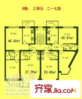 伸馬祥園戶型圖平面圖 1室1廳1衛(wèi)1廚