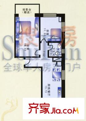 尊榮華府戶型圖戶型6 2室1廳1衛(wèi)1廚