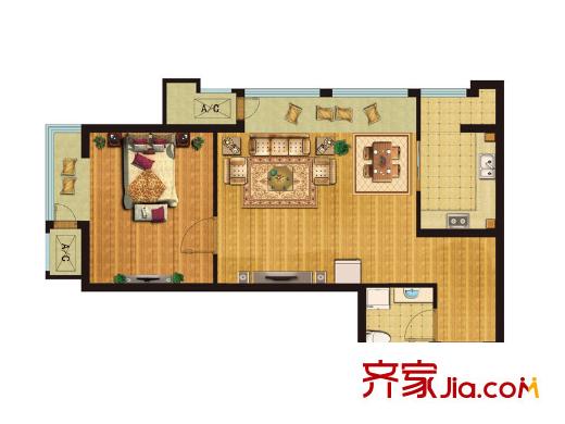 新松?茂樾山A4戶型 1室1廳1衛(wèi)1廚