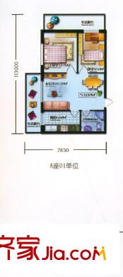 隆慶河畔家園戶型圖2室1廳1衛(wèi)1廚