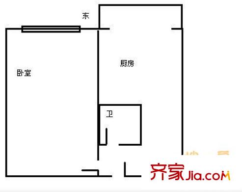 國慶街小區(qū) 1室 戶型圖