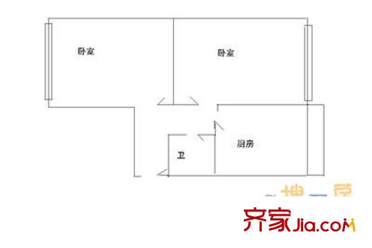 國慶街小區(qū) 2室 戶型圖