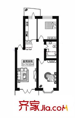 湖畔綠色家園戶型圖兩室一廳 2室1廳1衛(wèi)1廚