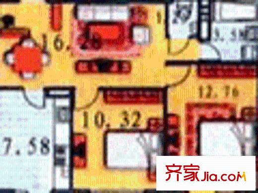 花園商住戶型圖2室2廳2衛(wèi)1廚