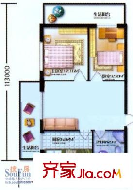 隆慶河畔家園戶型圖戶型圖 2室1廳1衛(wèi)1廚