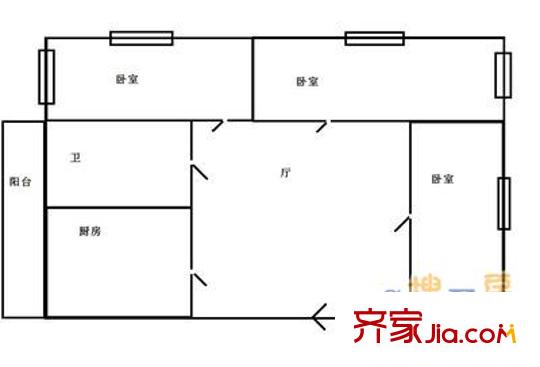 鼎新小區(qū) 3室 戶型圖