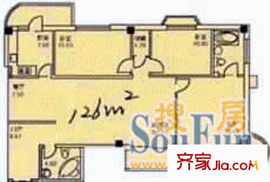 軍悅公寓戶型圖3室1廳2衛(wèi)1廚