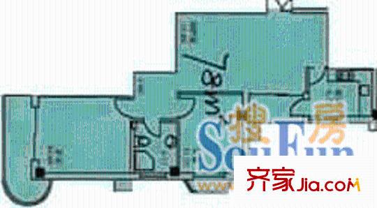 軍悅公寓戶型圖2室1廳1衛(wèi)1廚