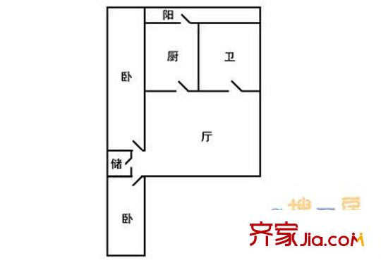 國慶街小區(qū) 2室 戶型圖