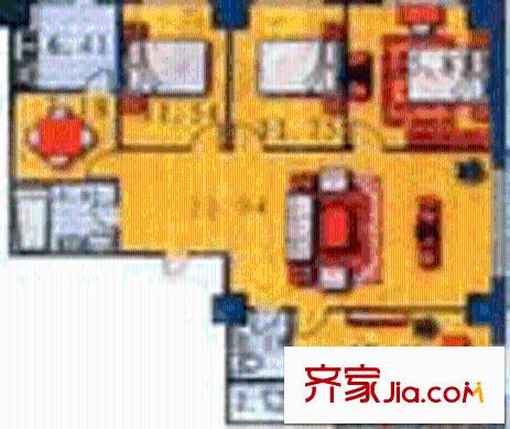花園商住戶型圖3室3廳2衛(wèi)1廚