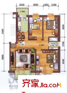 靜怡家園3室2廳1衛(wèi)1廚