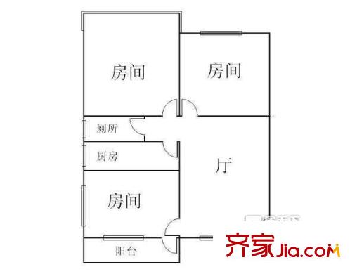 江南春公寓戶型圖13 3室1廳1衛(wèi)1廚