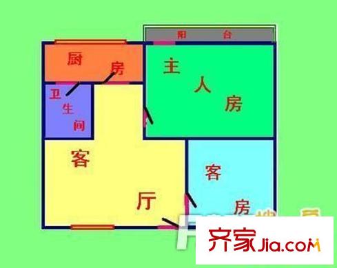 江南春公寓戶型圖12 2室1廳1衛(wèi)1廚